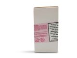 a white box with a pink label on it