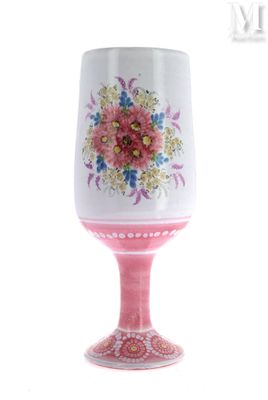 Vallauris Vase sur piédouche Signé au revers