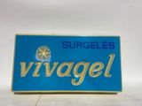 blue and gold sign with the word vivagel on it