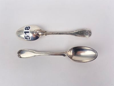 SUITE DE DEUX PETITES CUILLERS en argent, MONTPELLIER 1742-1743 par Pi - Photo 1