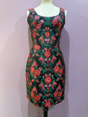 Robe DOLCE&GABBANA T.38 crêpe et soie Modèle "Fleurs Jacquar…