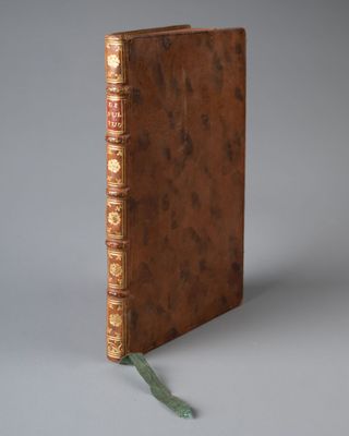 un vieux livre sur lequel repose une feuille verte