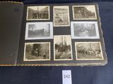an old black and white photo of a book with pictures of people on it