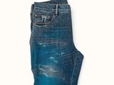 the back of a pair of blue jeans on a white background