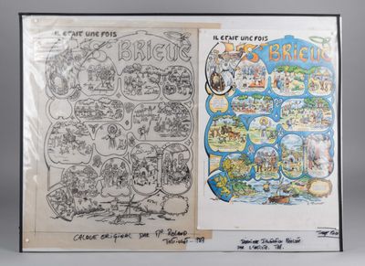 an open book with a drawing of a cartoon map and a drawing of a cartoon map