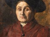 une image représentant un tableau d'un homme vêtu d'un manteau rouge et d'un chapeau noir