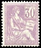 un timbre représentant une femme assise sur une chaise