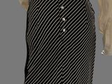 an image of a mannequin wearing a black and white striped skirt