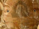 a close up of a hat with a label on it