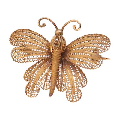 Broche Papillon émaillée - Bijou Fantaisie Vintage - Occasion