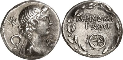 a silver coin with an image of a woman on it