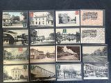 a lot of old black and white photos of old buildings