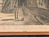 a drawing of a man and a woman standing in front of a mountain