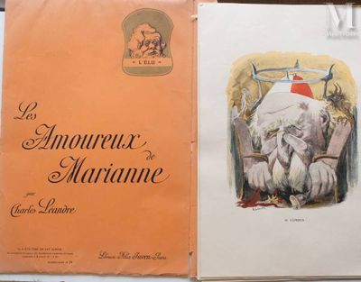 an old book with a picture of a man and a dog on it