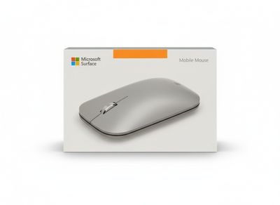 a white box with a silver mouse inside of it