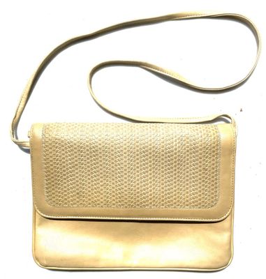 Pochette de soirée à bandoulière en cuir lisse et tissé sur …