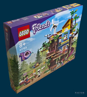 a box of lego friends sets on a blue background