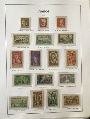 an open book with a bunch of stamps on it