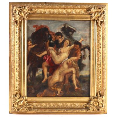 une image représentant un tableau représentant une femme agressée par deux hommes