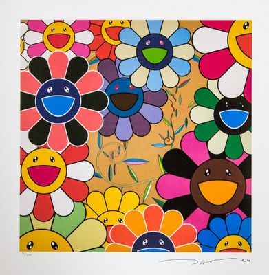 an image of a painting of a bunch of flowers with faces on them