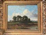 an image of a painting of a landscape with trees in the background
