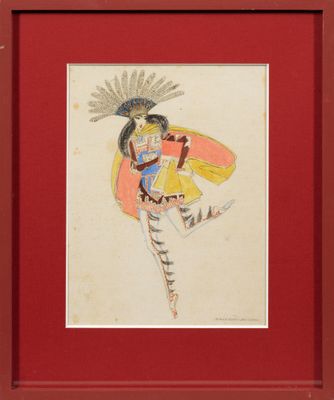 une image représentant le dessin d'une femme avec un éventail sur la tête