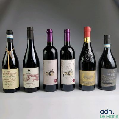 plusieurs bouteilles de vin sont alignées sur une table