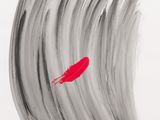 une image représentant une peinture d'une plume rouge sur fond blanc