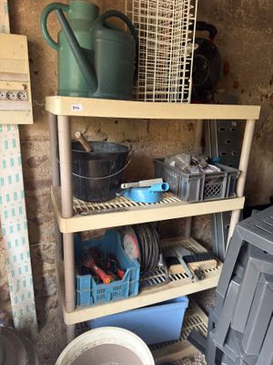 a shelf that has many different items on it