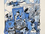 une image d'un dessin représentant un groupe de personnes dans une pièce