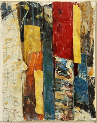 une image représentant un tableau recouvert de plusieurs couches de peinture