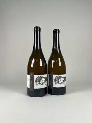 deux bouteilles de vin posées l'une à côté de l'autre sur une table