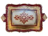 an image of a decorative tray with a red and gold design