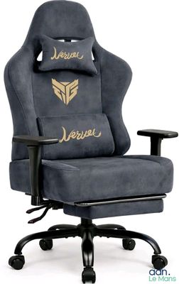 un gros plan d'un fauteuil de gaming sur fond blanc