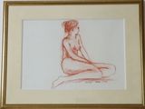 painting of a nude woman sitting on the floor in a gold frame
