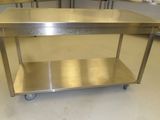 an image of a stainless steel table in a commercial kitchen