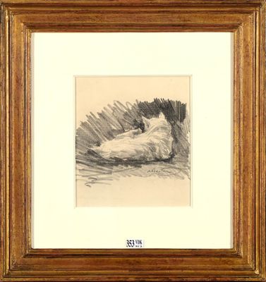 Fusain sur papier "Sleeping Cat".