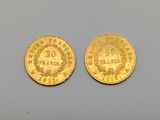 deux pièces d'or, dont l'une est un souverain et l'autre un souverain