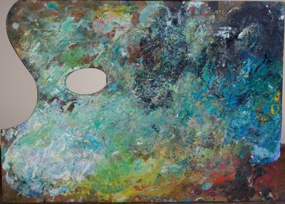 tableau représentant une palette percée d'un trou au milieu