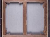 the frame is made of wood and has a glass window