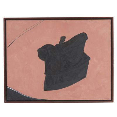 an image of a black and pink painting on a pink wall