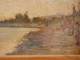 a painting of a man and a woman on the beach