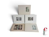 four photographs are stacked on top of each other on a white surface