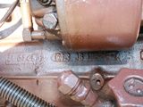 a close up view of the engine of an old car