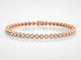 Bracelet tennis en or rose 14 carats serti de diamants