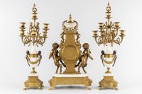 Ensemble de cheminée en trois pièces, composé d’une horloge … (photo 6)