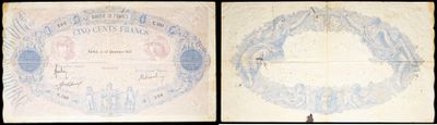 two old papers with a picture of a man and a woman on them