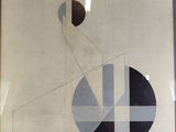 painting of a circle and a half of a circle on a white background