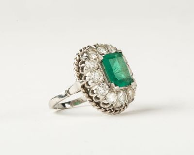 an emerald and diamond ring