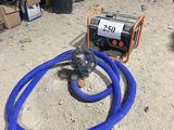 un tuyau bleu posé par terre dans un garage